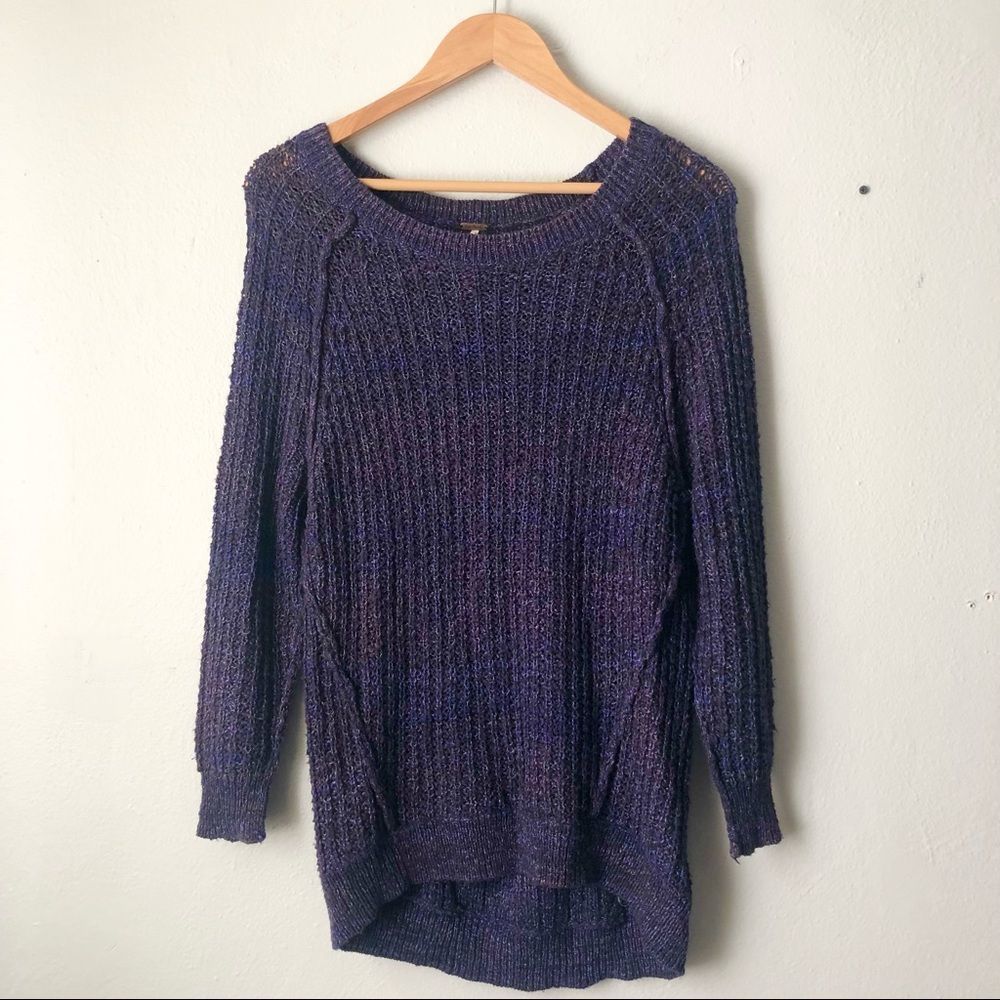 Free People purple loose knit slouchy sweater